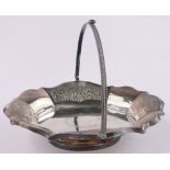 An Edwardian oval silver swing handled fruit basket,
