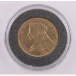 A 2003 gold sovereign.