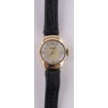 A lady's Hamilton 9ct gold cased mechanical wristwatch, case width 16mm, working order.