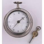 A George III silver pair cased pocket watch, by Benjamin Cope of Franche, enamel dial,