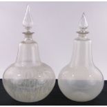 2 Similar large 19th century glass chemist's jars with facet-cut glass stoppers,