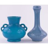 2 Chinese blue crackle glazed vases, largest height 18cm, (2).