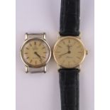 A lady's Omega Deville quartz wristwatch, and a lady's Longines Presence quartz wristwatch, (2).