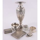 Quantity of silver items, including a Dutch silver book shaped snuff box,