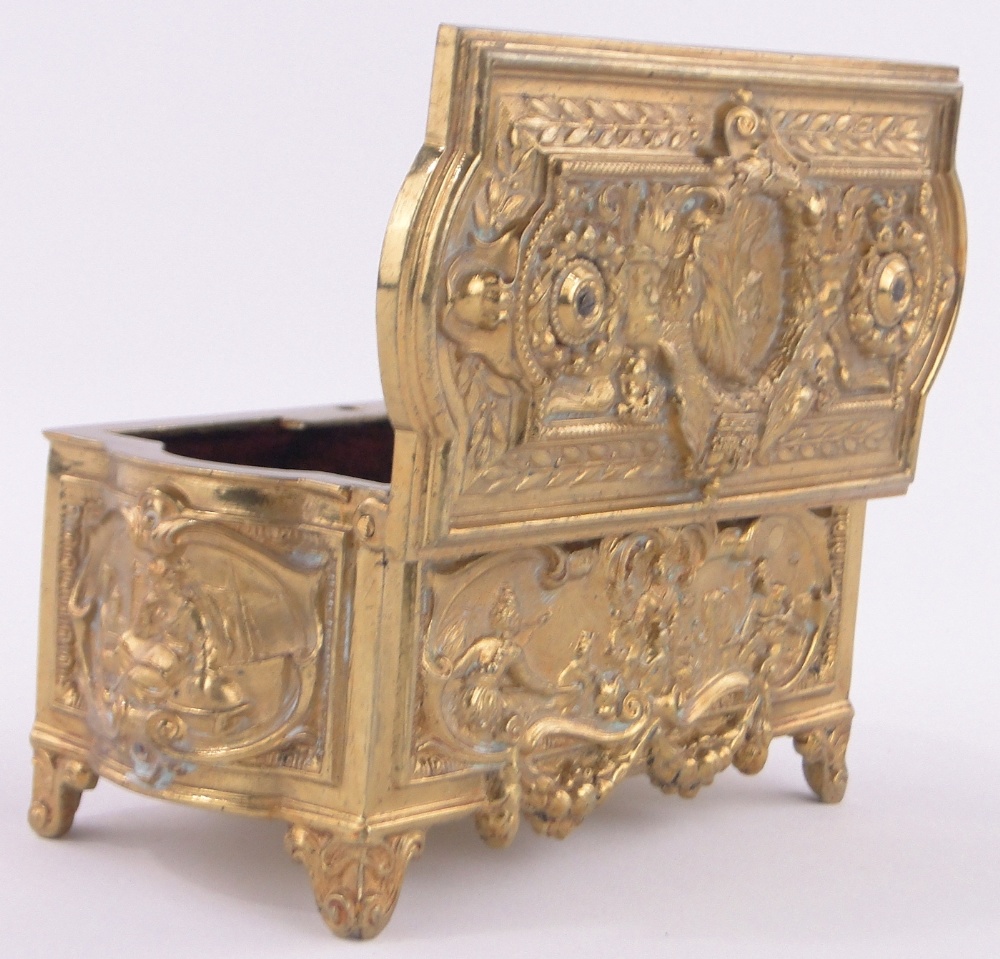 An ornate Victorian relief cast gilt bronze casket, Commemorating Victoria's Diamond Jubilee, - Image 2 of 5