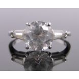 A 14ct gold white stone set solitaire ring, size Q.