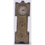 An Edwardian embossed silver fronted miniature long case clock, dial signed Mercedes,