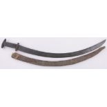 An Ethiopian curved sword, 18th/19th century, the blade embossed geometric designs with a lion,