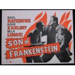 Son Of Frankenstein - Boris Karloff and Bela Lugosy (Universal 1950's re-release), Quad Film Poster,