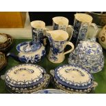 A pair of sauce tureens and covers on stands, a Minton teapot, sauce tureen, etc.