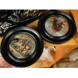 2 19th century Prattware polychrome pot lids, Ice Skaters, diameter 10cm and The Dentist,