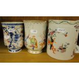 3 Chinese porcelain mugs with painted decoration.