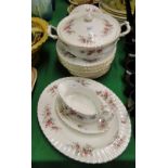 Royal Albert "Lavender Rose" dinner service with tureen and meat plate.