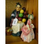 2 Royal Doulton figures - Bo Peep and the Old Balloon Seller.
