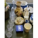 Mason's vase, coffeeware, decanter and tumblers, etc.