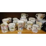 Royal Commemorative mugs and loving cups including Aynsley and Sutherland china.