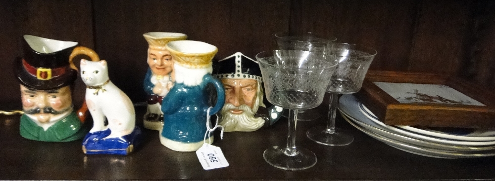 Character jugs, plates and glasses.