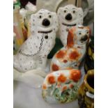 Pair of Staffordshire Spaniels and another, bowls, etc.