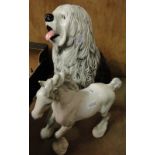 A Beswick cantering dapple grey Shire horse and a Beswick fireside Old English sheepdog.