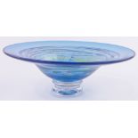 A Stuart Fletcher Topglass blue Studio glass bowl, with gold and silver leaf decoration, signed,