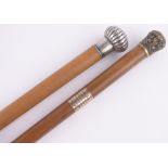 A Victorian gold plated topped Malacca walking cane,