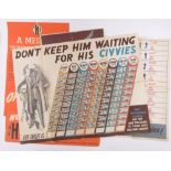 A large Second War period Ministry Of Supply poster, "Don't Keep Them Waiting For Their Civvys,