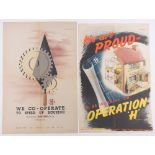 2 Second War period Operation H National Housing Drive Ministry Of Supply posters, 75cm x 49cm, (2).