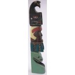 A North West Coast Native American Indian carved and painted wood totem pole,