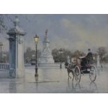 J L Chapman, watercolour, the Victoria Memorial on the Mall, London, signed, 11" x 15", framed.