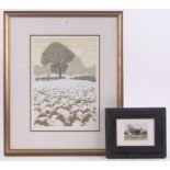 A group of modern coloured etchings, including works by John McNulty, Kenneth Leech and Paul Bisson,