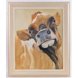 Clive Fredriksson, oil on board, Jersey cow, 29" x 23", framed.