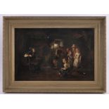 19th century English School, oil on canvas, a scene in the orphanage, unsigned, 20" x 30", framed.