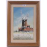 20th century watercolour, Cley Windmill, Norfolk, signed George, dated 1992, 15" x 9", framed.