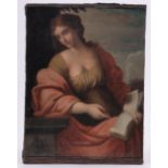18th century oil on canvas, classical portrait of St. Catherine, unsigned, 19" x 15", unframed.