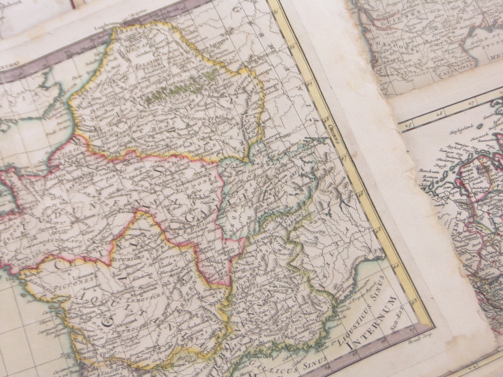 A folder of 17th and 18th century hand coloured map prints. - Image 2 of 4