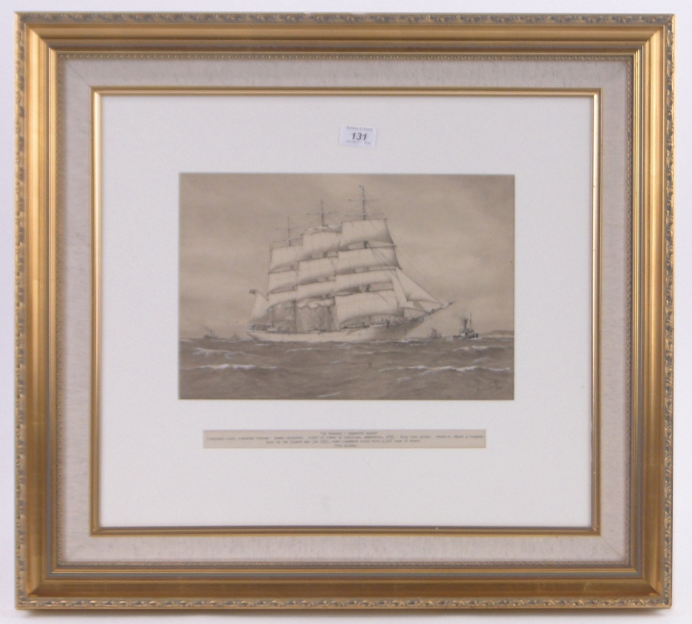 Pelham Jones (circa 1890- circa 1950), sepia marine watercolour, Up Channel - Homeward Bound, - Image 2 of 4