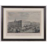 H Pyall after J Pollard, hand coloured engraving, a north east view of the new General Post Office,
