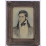 19th century watercolour, portrait of a gentleman, unsigned, 7.5" x 5", framed.