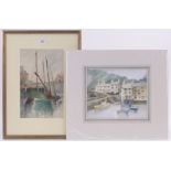 Ethel Cheeswright (1874-1977), watercolour, boats in harbour, signed, 13" x 8.