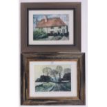 Richard Hallett, 3 coloured etchings, rural scenes, all signed in pencil 1990 Limited Edition,