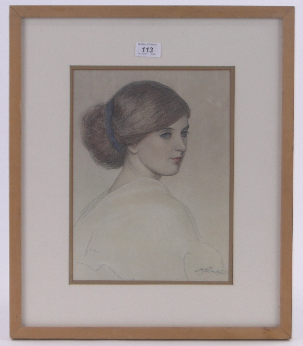 J Ritchie, coloured pastels, portrait of a girl, signed, 12.5" x 9.5", framed. - Image 2 of 4