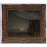 Jean-Charles Cazin (1841-1901), oil on canvas, moonlit scene, signed, 18" x 22", framed.