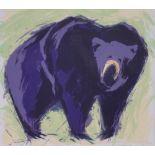 Monique Vlodrop, colour screen print, grizzly bear, signed in pencil, dated 1999, no.