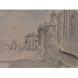 Edward Piper (1938-1990), watercolour/ink, a London Street scene, signed, 15.5" x 21", framed.