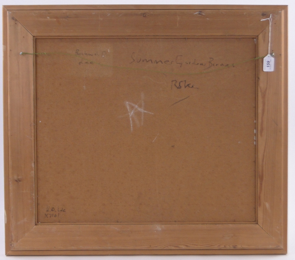 R D Lee, oil on board, Summer Garden, Barnes, signed, 19" x 22.5", framed. - Image 4 of 4