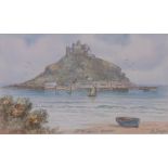 T H Victor, watercolour, St. Michael's Mount, signed W Sands, 4.5" x 7.5", framed.