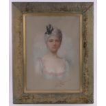 M H Earnshaw, coloured pastels, portrait of a young woman, signed, 30" x 21", framed.