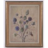 Ann Medalie, oil on canvas board, thistles, signed, 18" x 13.5", framed.