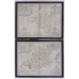 John Speede, 2 Antique hand coloured map engravings, Radnor and Montgomeryshire, image 15" x 20.