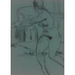 Sidney Horne Shepherd, charcoal drawing, female nude, signed, 15" x 10", framed.